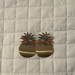 BaubleBar Gold Pineapple Earrings with Colorful Beads